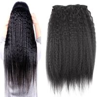 Wholesale Clip in Human Hair Extensions Natural Brazilian Remy Hair Kinky Straight Clip ins G coarse yaki clip in human hair extensions