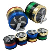Wholesale Rainbow Style Hand Crank Herb Grinders With Clear Top Window Zicn Alloy Metal Grinder Parts Tobacco Grinders Smoking Spice Crusher