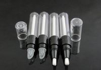 Wholesale 4 ML Transparent Black Lip Gloss Tube Bottle Empty Round Mini Twist Pen Disposable Plastic Dial Up Pen With Silicon Tip SN3306
