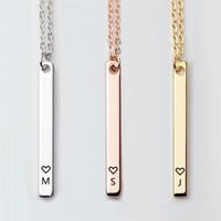 Wholesale Letters Engraved Rectangular Bar Necklace Women Fashion Simple Personalize Chain Necklace Fashion Accessories Valentines Gift