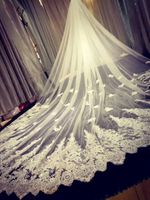 Wholesale White Ivory Applique Lace Wedding Veils Bridal Veil New Church Long Wedding Veil With Comb Special Occasion Accessories