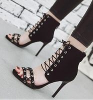 Wholesale New Arrival Hot Sale Specials Super Fashion Influx Model Girls Stage Performance Summer Roman Ankle Straps Sexy Party Heels Sandals EU34