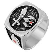 Wholesale New Style Fashion Jewelry Personality Retro Stainless Steel Red Star Weapon Ring Birthday Gift Size