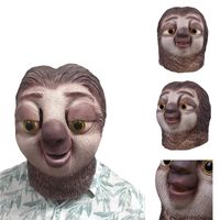 Wholesale Famous Cartoon Movie Sloth Mask Latex Full Head Animals Cute Sloth Halloween Party Cosplay Prop Masks