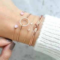 Wholesale Classic Arrow Knot bangle Round Crystal Gem Cuffs Multilayer Adjustable Open Bracelet Set Women Fashion Party Jewelry Gift drop ship