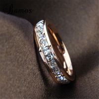 Wholesale Geometric Design Women Fashion Wedding Ring Rose Gold Ring Titanium Steel Rings For Women Summer Engagement Jewelry R044