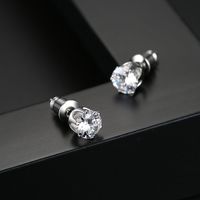 Wholesale 5mm Single Diamond Stone S925 Sterling Needle Stud Earrings Platinum Plated Earrings Jewelry