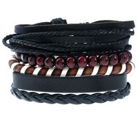 Wholesale 2020 Hot sale genuine leather bracelet DIY Vintage woven cowhide Beading Men s Combination suit Bracelet styles set