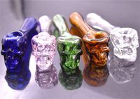 Wholesale Skull Glass Hand Pipe Hookah Glass Pipes Smoking Tobacco Hand Spoon Pipe Dab Rigs Bubbler Bong Glass Oil Burner Pipes