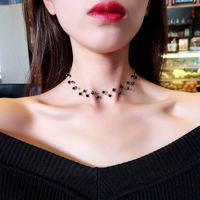 Wholesale 2020 New Arrivals Hot Fashion Black Crystal Necklace Simple Cross Strand Beaded Chokers Necklaces Women Jewelry