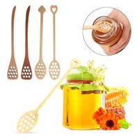 Wholesale Wooden Ladle Honey Spoons Creative Honeycomb Shape Long Handle Honey Mixing Stick Kitchen Coffee Stirrer Tableware