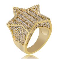 Wholesale 18K Gold White Gold Mens Luxury Bling Cubic Zirconia Pentagram Hip Hop Ring Band Full Diamond Iced Out Rapper Jewelry Gifts for Boyfriend