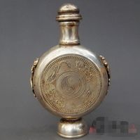 Wholesale Special offer antique copper brass silver plated snuff bottle dragon nose smoke pot decoration home decoration gift antique collection
