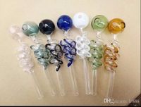 Wholesale Color spiral plate wire glass straight cooking pot Glass bongs Oil Burner Water Pipes Rigs Smoking Free