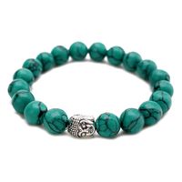 Wholesale Best Selling Multicolor Turquoise Alloy Buddha Head Beaded Bracelet Fashion Creative Designer Elastic Rope Bracelet Couple Jewelry Best Gift