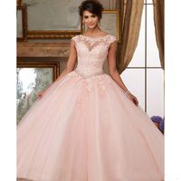 Wholesale Lace Beaded Appliques Ball Gown Cinderella Quinceanera Dresses Sweet Dresses Vestidos De Quinceanera Girl Party Gowns