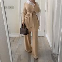 Wholesale Caftan Marocain Dubai Abaya Turkish Set Muslim Hijab Dress Moroccan Kaftan Robe Islam Elbise Islamic Clothing For women Ropa1