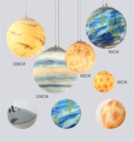 Wholesale 2019 E27 CM Nordic Creative Universe Planet Acrylic Pendant Light Moon Earth Mars Uranus Lamps Modern Hanging