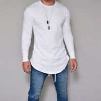 Wholesale Long Sleeve T Shirt Men Cotton Casual Tshirt Streetwear Solid Color Slim Fit Fitness Clothing Mens Tee Shirts Top