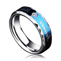 Wholesale New Arrival mm Width Blue Tones Tungsten Couple Wedding Engagement Band Rings with Cubic Zirconia and Forever Love Size