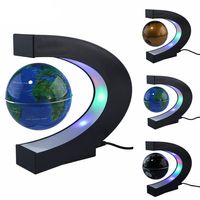Wholesale C Shape LED World Map Floating Globe Magnetic Levitation Light Antigravity Magnetive Ball Light Xmas Birthday Home Decoration