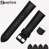 Wholesale 20mm mm Quick Release Black Carbon Fiber Leather Watch Strap Band For Gear S3 S2 Classic Width Replacement Band