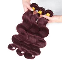Wholesale Body Wave Human Virgin Hair Weaves Burgundy J Color Double Wefts g bundle Bundles Bundles Extensions