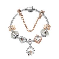 Wholesale 17 CM Charm Beads Bracelet Silver charms Bracelets heart to heart pendant Accessories Diy Wedding Jewelry valentine gift