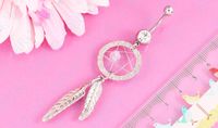 Wholesale dream catcher belly navel ring L stainless steel navel bar body piercing jewelry belly button ring nickel free