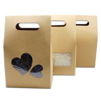 Wholesale 200pcs Kraft Paper Gift Box Folding Carton With Window Screen Handle Candy Chocolate Snack Food Packaging Wedding Party Favor