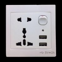 Wholesale 50 pieces International Universal Double USB Outlet Power Wall Socket Plug w Switch