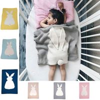 Kids Baby Rabbit Knitting Bedding Quilt Play Blanket Animal Kids Throw Blank New