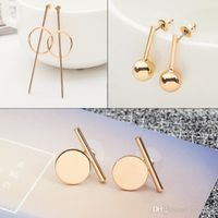Wholesale Novelty Alloy Geometry Pattern Stud Earring Personality Women Earring Silver Gold Plated Studs Korean Style for Girls Ear Jewelry