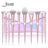 Discount jessup brushes Jessup 10pcs Makeup Brushes Set Dropshipping pincel maquiagem Pink Powder eyeshadow Highlight brush Cosmetic bag T260+CB003 CY200516