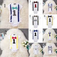 Wholesale Newborn Baby Boys Girls Romper With Bow Ties Short Sleeves Summer Rompers Toddlers Jumpsuits New Colors T