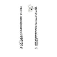 Wholesale Fashion long drop shaped earrings for Pandora sterling silver with CZ diamond tassel ladies earrings with original box