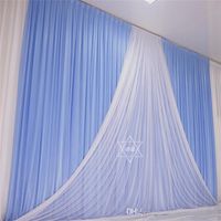 Wholesale 3 M Tiffany Blue Ice Slik Wedding Party Backdrop Curtain With Beauty Tulle Swag Background Stage Event Party Decorations