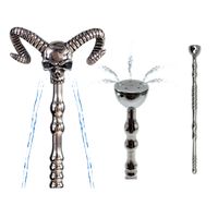 Wholesale Male Chastity Devices Metal Bull head penis plug stimulation pull beads insert stick long style urethral dilator