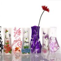 Wholesale 12 cm Creative Clear Eco friendly Foldable Folding Flower PVC Vase Unbreakable Reusable Home Wedding Party Decoration