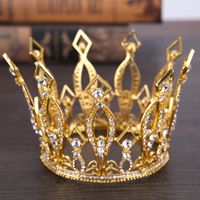 Wholesale Queen Cycle Gold Crown Diamond Ladies Jewelry Diamond Crowns Bride Wedding Accessories Round Crown European Style Retro Palace Crown