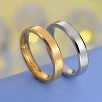 Wholesale 4MM Width Classic Smooth Rings Titanium Steel Three color Simple Design Men and Women Fashion Rings Couple Jewelry Black Gold Steel