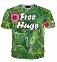 Wholesale New Fashion Mens Womans Cactus Free Hugs T Shirt Summer Style Funny Unisex D Print Casual T Shirt Tops Plus Size AA096