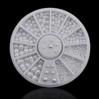 Wholesale 2mm mm mm Wheel White Round half Pearl Rhinestone DIY Nail Art Decoration