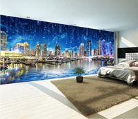 Wholesale Custom Photo Wall Paper D European Style Ultra HD Night City Night City Landscape Panora Large Mural Wallpaper For Bedroom Living Room Wall