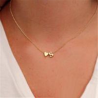 Wholesale Fashion Tiny Dainty Heart Initial pendant Necklace Personalized Letter Necklace Name choker Jewelry for women accessories girlfriend gift