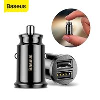 Wholesale Baseus Mini Car Charger For iPhone Xr X Dual USB Car Charger for Samsung Note Xiaomi Mi Huawei Car Phone Charger