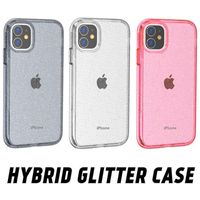 Wholesale Sparkle Glitter Transparent Clear Shockproof Cases for iPhone Mini Pro Max XR XS X SE2020 Shiny Heavy Duty Hybrid Hard PC Soft TPU Rugged Armor Back Cover