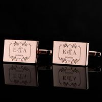 Wholesale Personalized Rose Gold Suit Shirt Cufflinks Mens Wedding Business Jewelry Gifts Customized Engrave Cuff links Buttons Cufflink