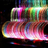 Wholesale LED Acrylic Glitter Glow Flash led Bracelet Light up toys Sticks Luminous Crystal Hand Ring Bangle Stunning Dance Party Christmas Gifts A001