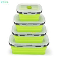Wholesale Folding Silicone Collapsible Portable Lunch Box ML Microwave Oven Bowl Folding Food Storage Container Picnic Box new